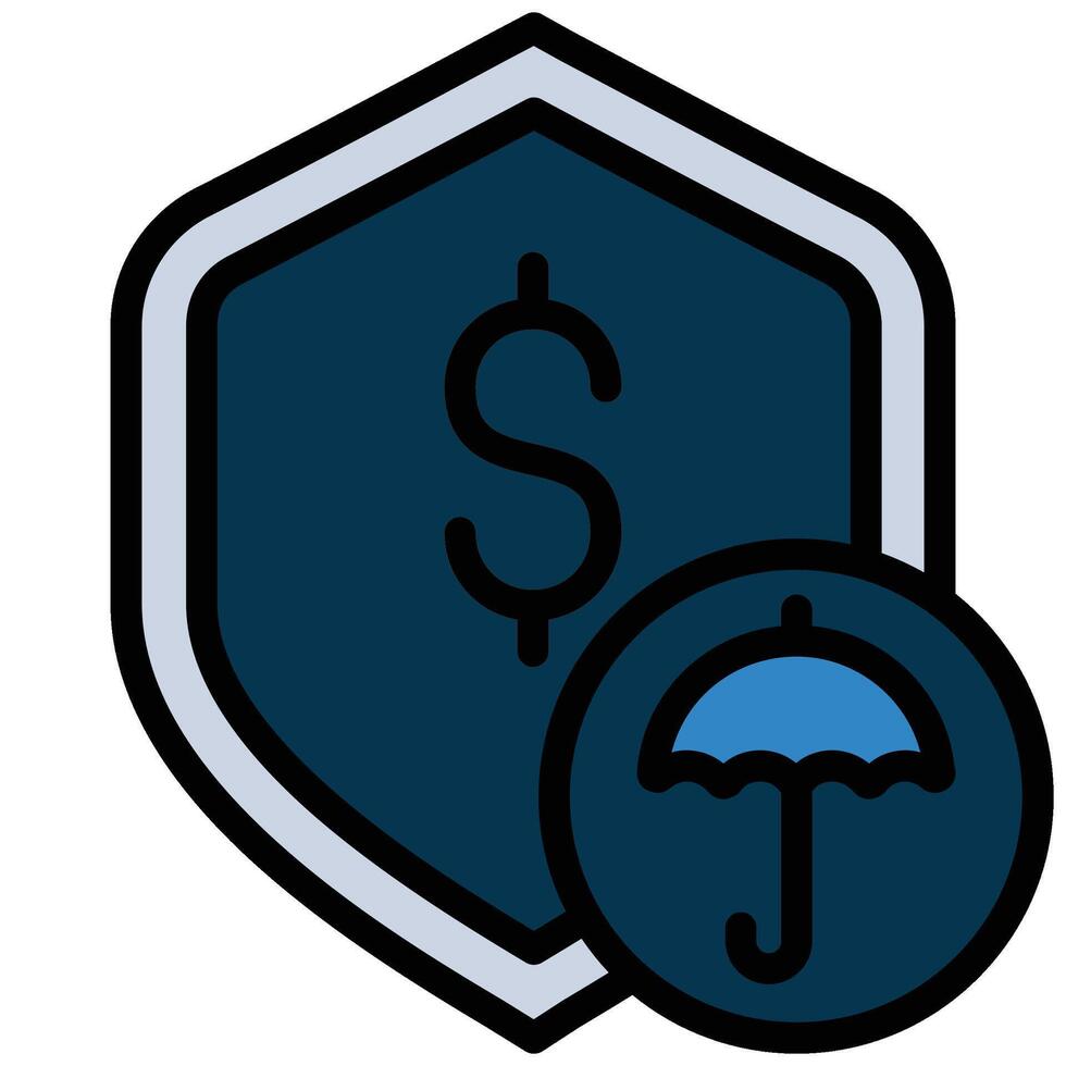 Shield With Dollar Outline Flat Icon, Insurance Outline Flat Design Style Illistration vector