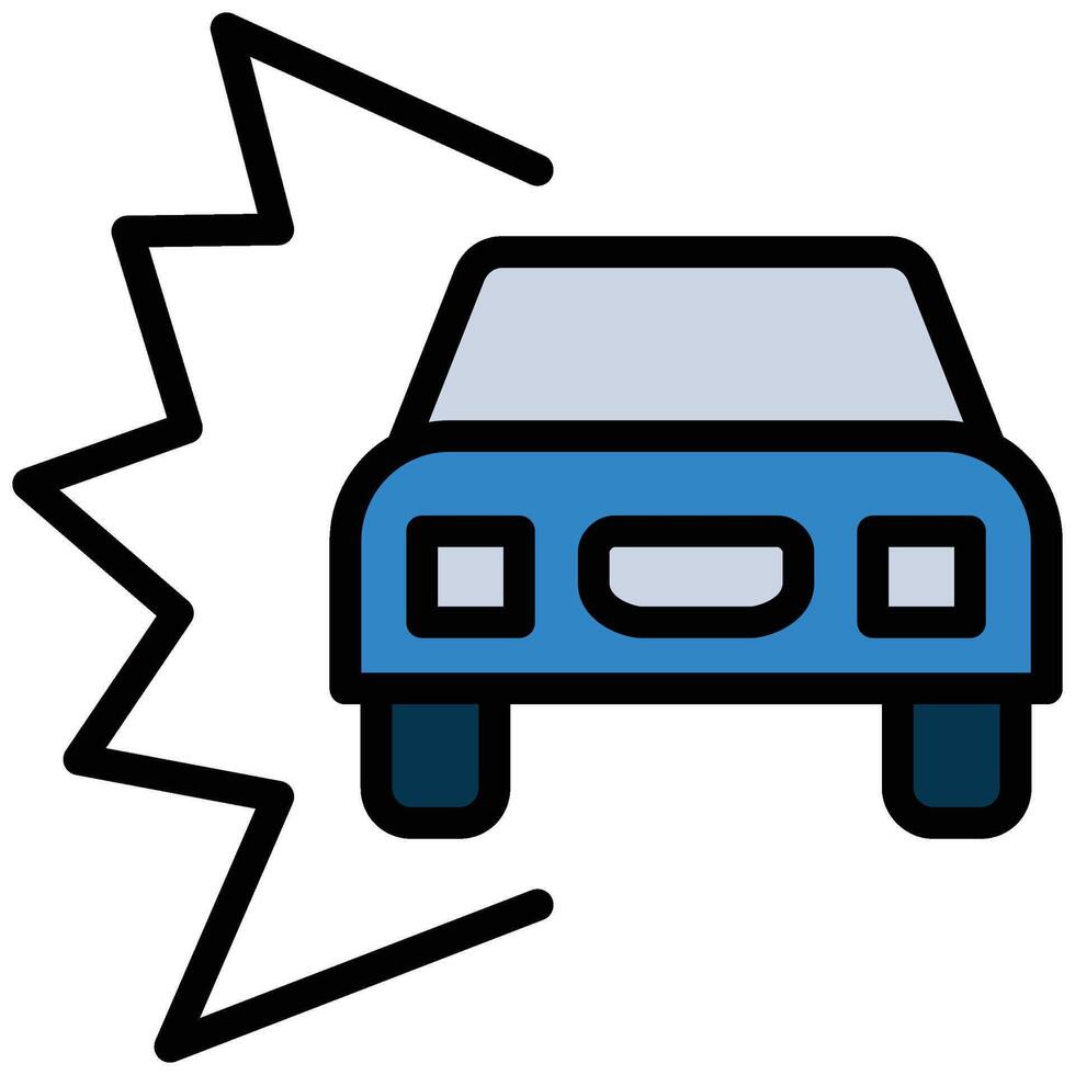 Car Accident Outline Flat Icon, Insurance Outline Flat Design Style Illistration vector