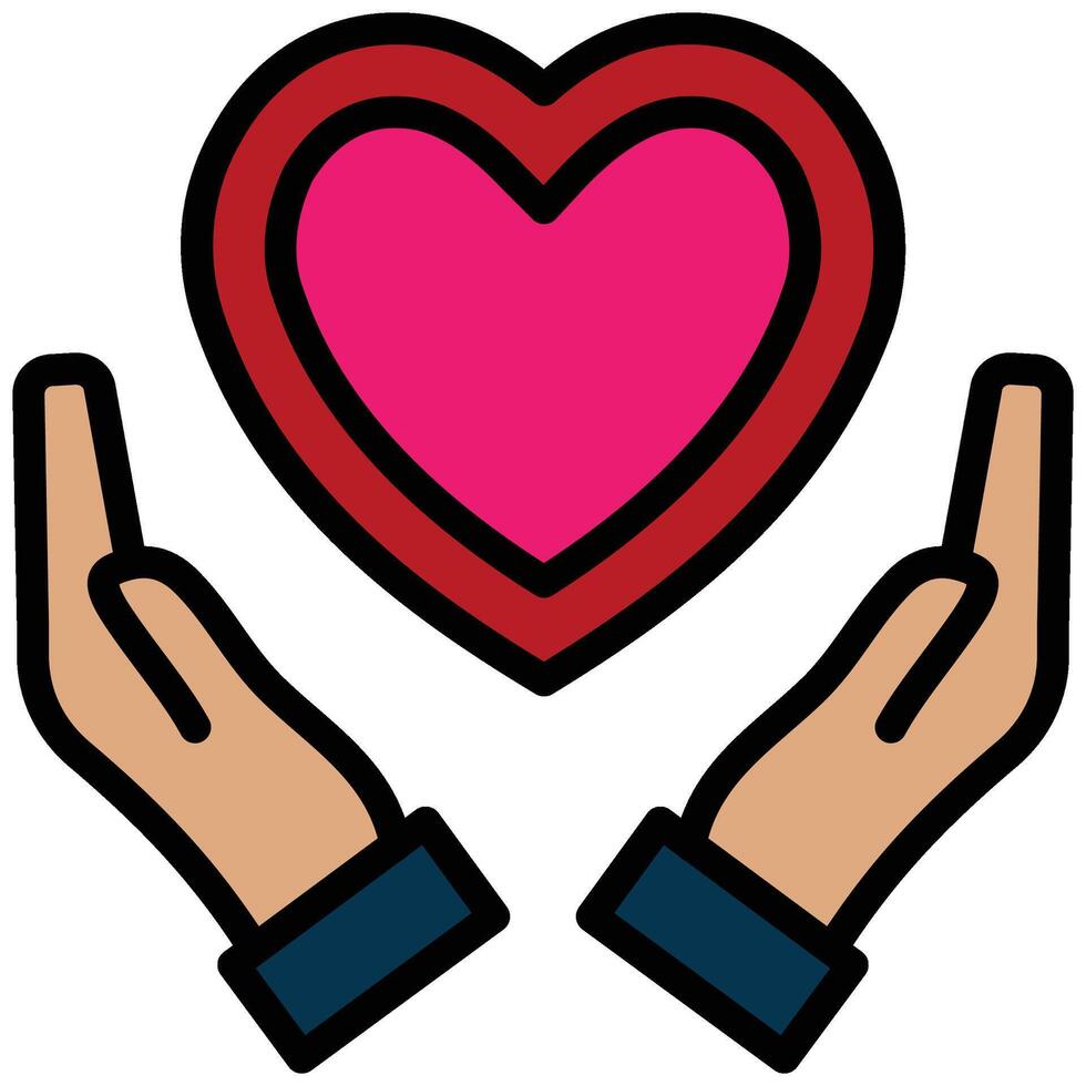 Holding Heart Outline Flat Icon, Insurance Outline Flat Design Style Illistration vector