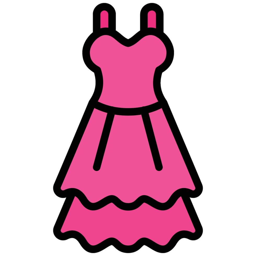 Dress Outline Flat Design Icon, Fashion Shopping Store Element Outline Flat Icon vector