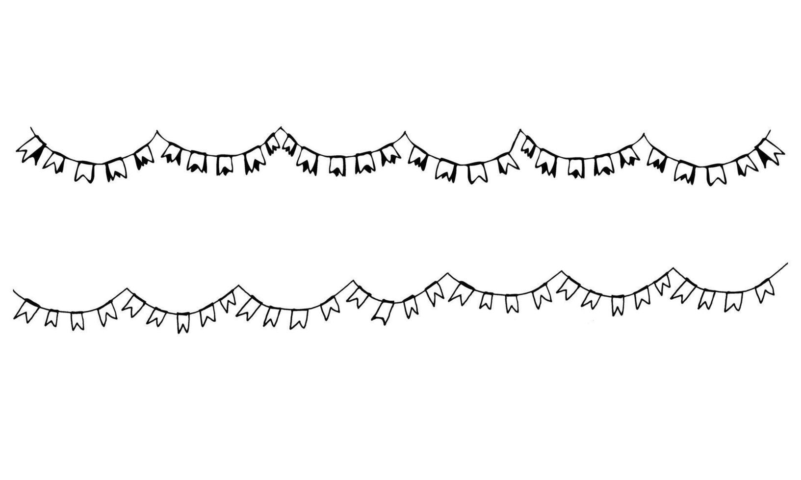 Garlands of paper flags for the holiday in doodle style vector