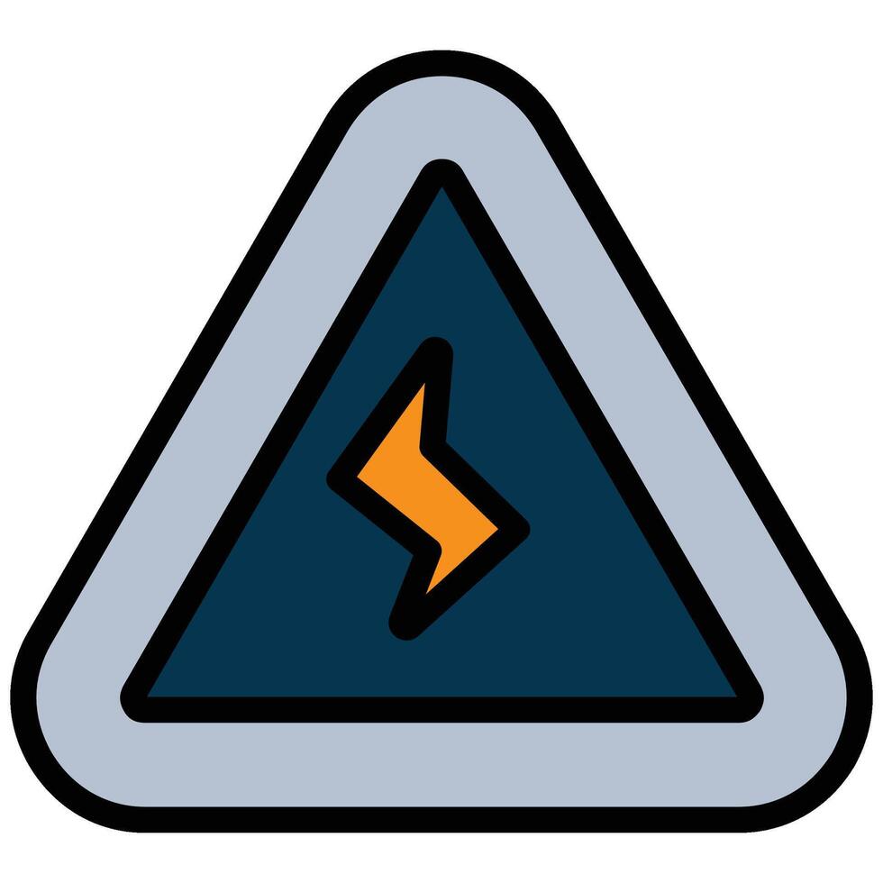 Electric Voltage Danger Outline Flat Icon, Science And Laboratory Concept Outline Flat Design Style vector