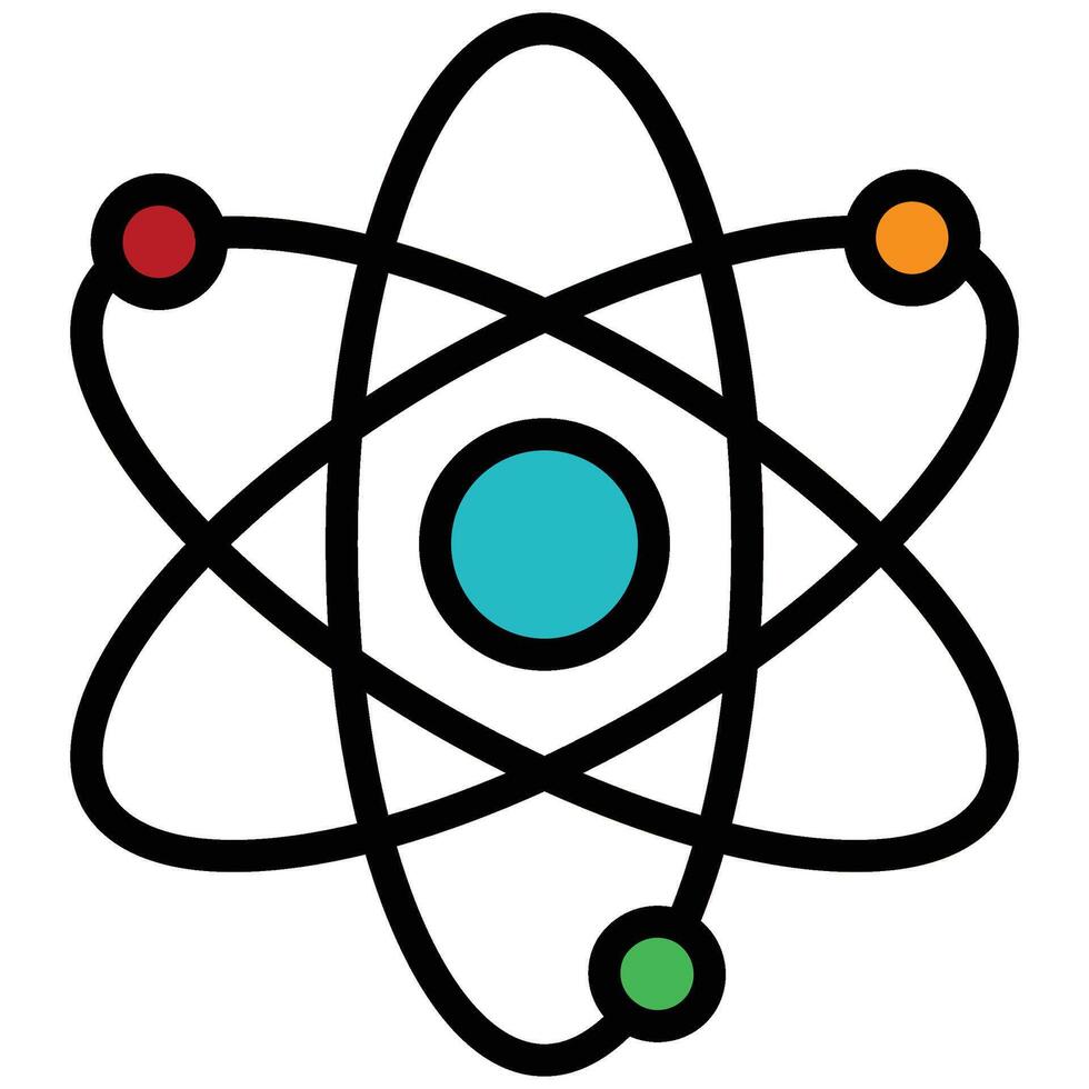 Atom Outline Flat Icon, Science And Laboratory Concept Outline Flat Design Style vector