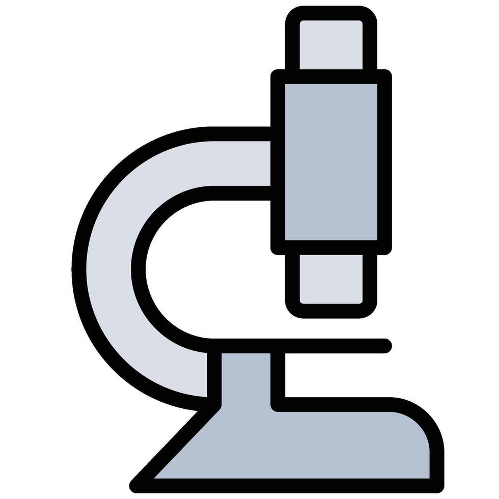 Microscope Outline Flat Icon, Science And Laboratory Concept Outline Flat Design Style vector