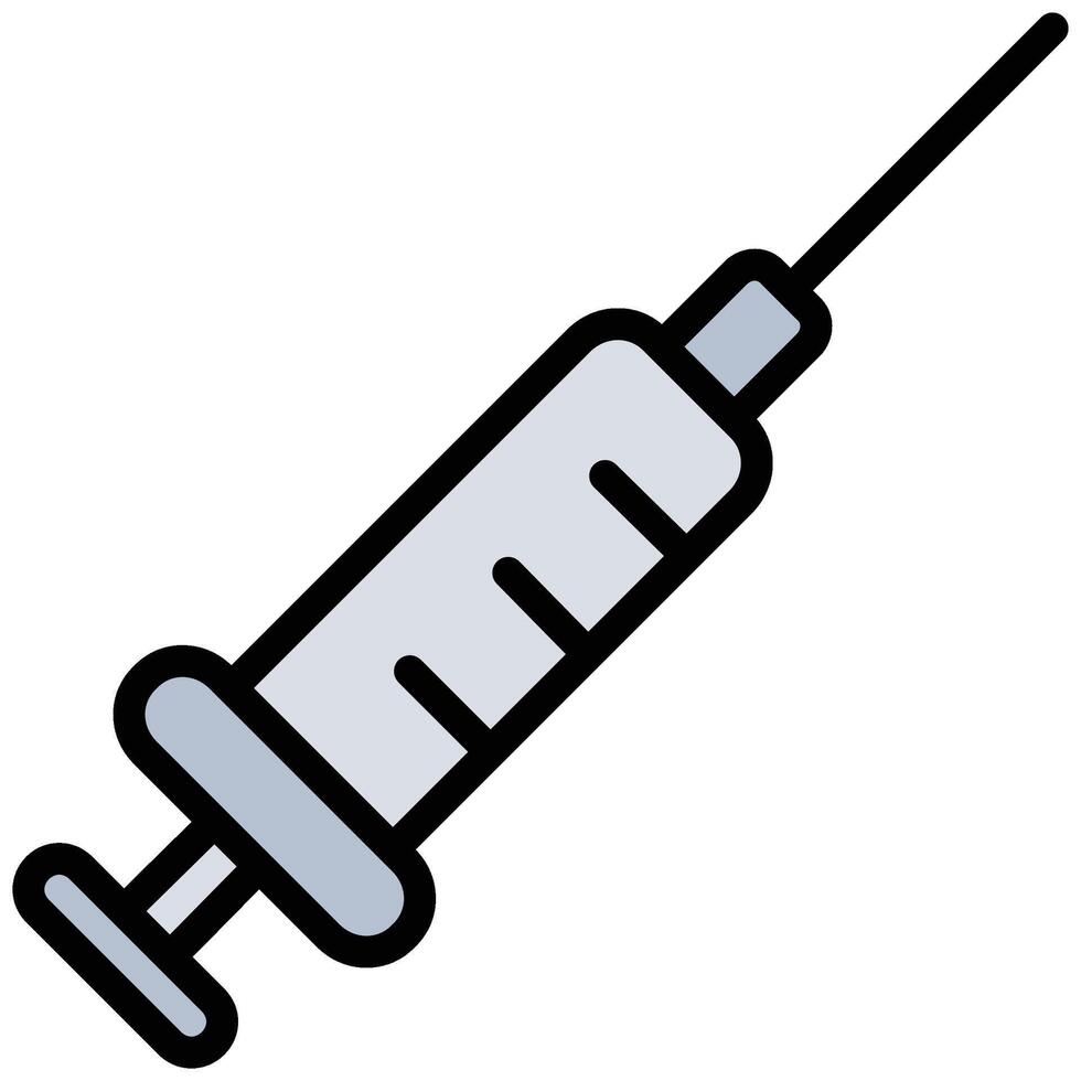 Syringe Outline Flat Icon, Science And Laboratory Concept Outline Flat Design Style vector