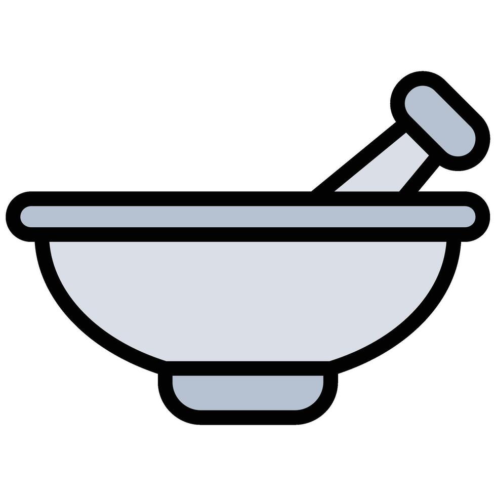 Mortar and pestle Outline Flat Icon, Science And Laboratory Concept Outline Flat Design Style vector