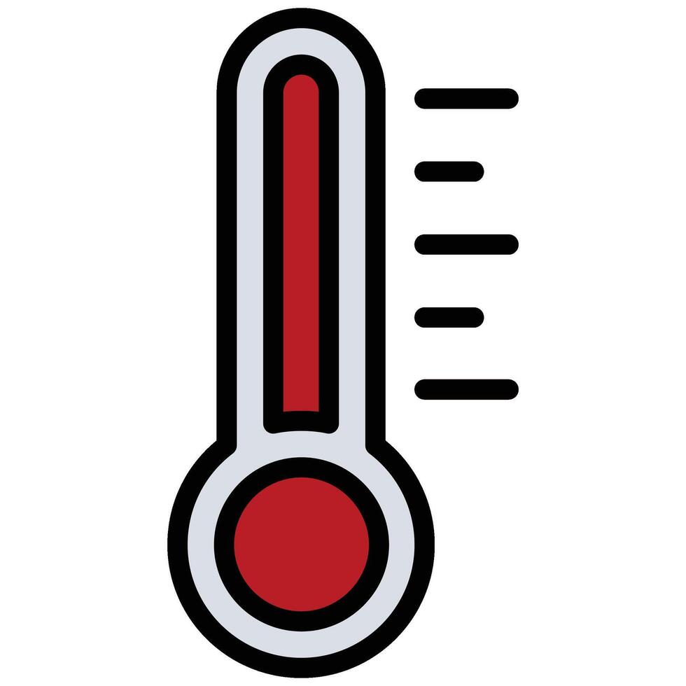Thermometer Outline Flat Icon, Science And Laboratory Concept Outline Flat Design Style vector