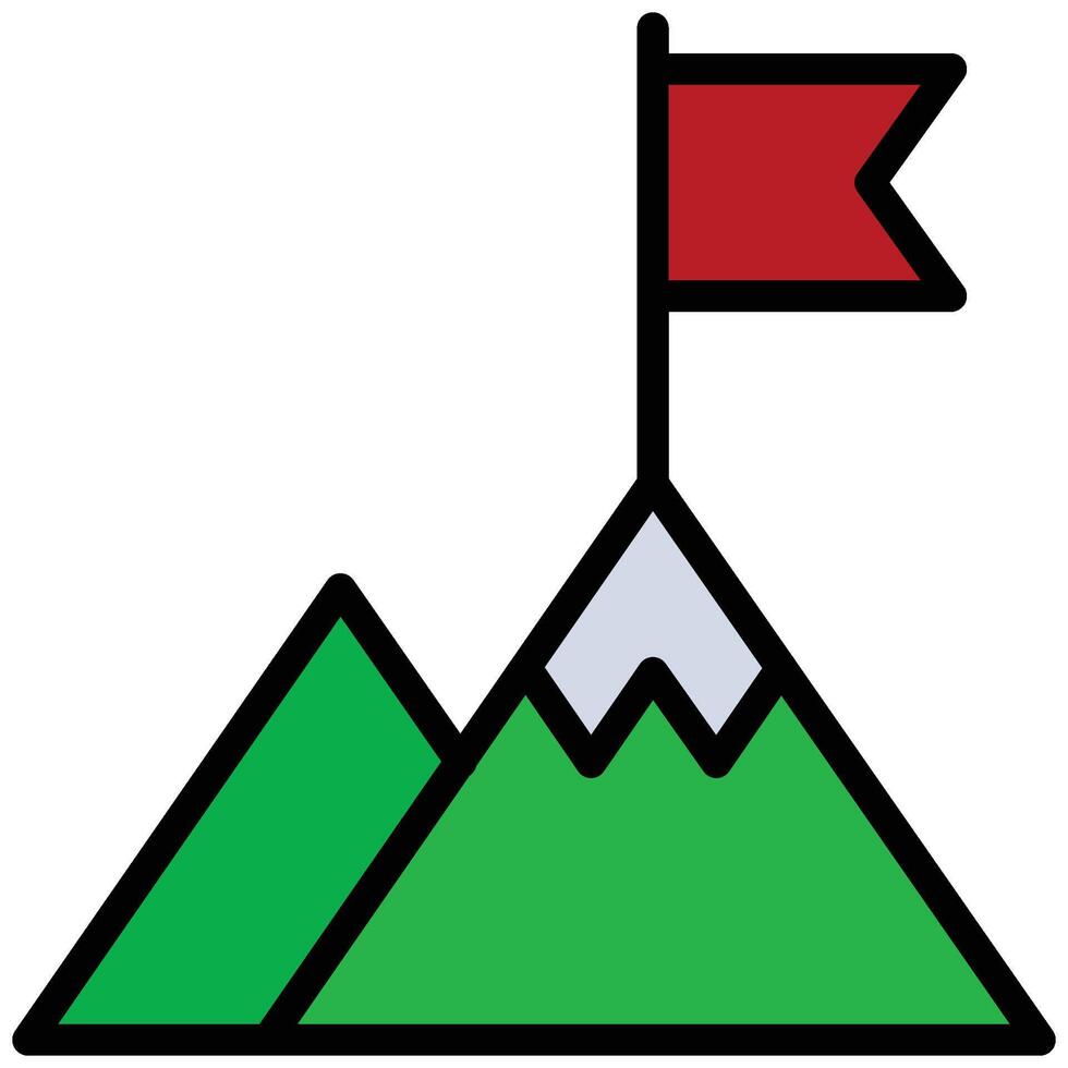 mountain flag Outline Flat Icon, Teamwork Management Outline Flat Icon Collection vector