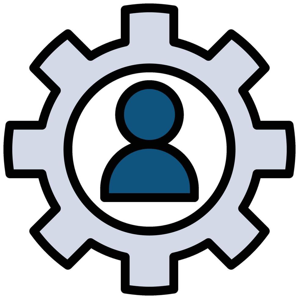 Mechanical gear Outline Flat Icon, Teamwork Management Outline Flat Icon Collection vector