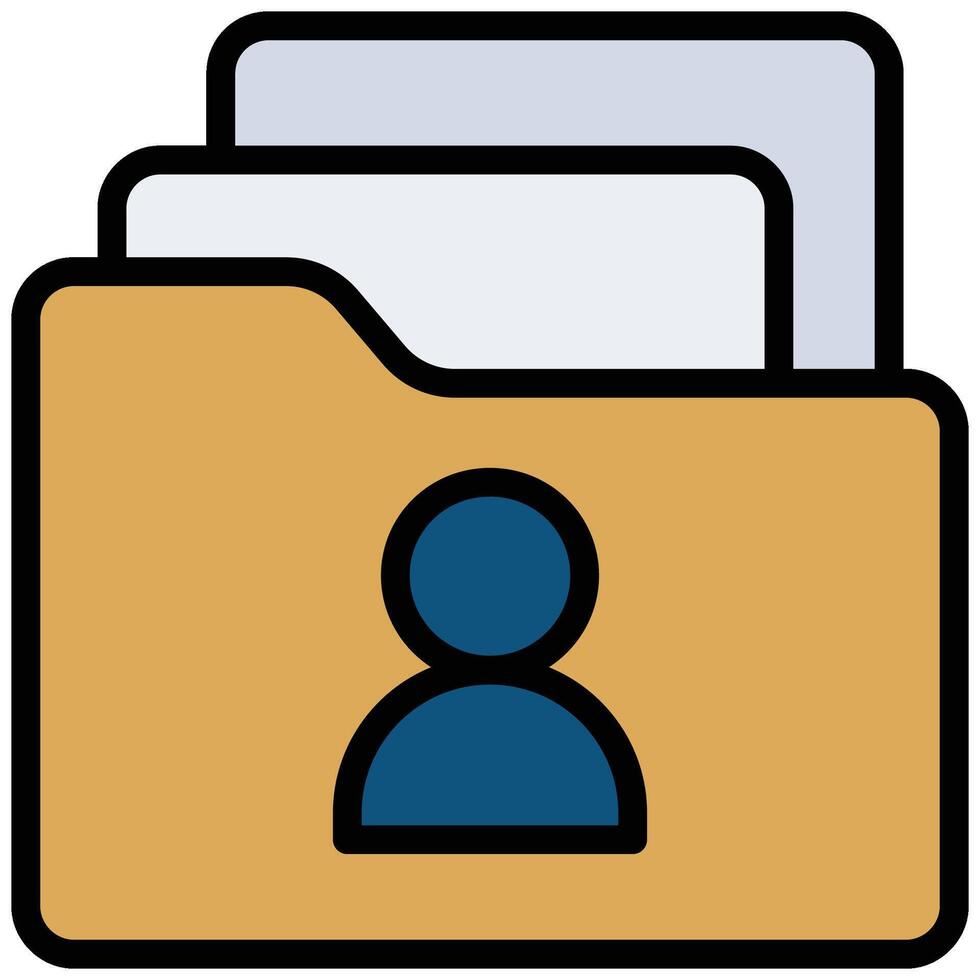 Personal File Outline Flat Icon, Teamwork Management Outline Flat Icon Collection vector