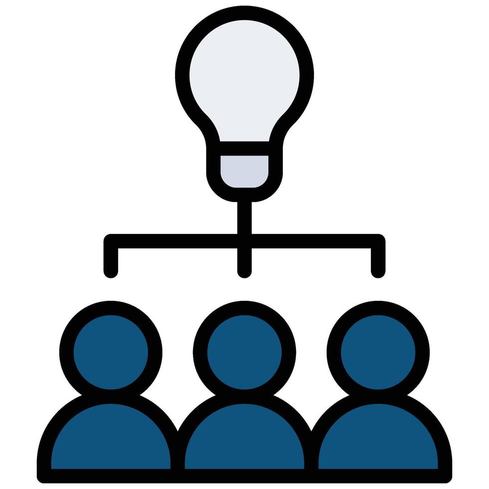 Brainstorm Outline Flat Icon, Teamwork Management Outline Flat Icon Collection vector