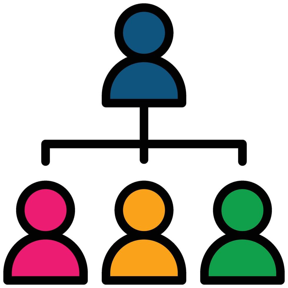 team management Outline Flat Icon, Teamwork Management Outline Flat Icon Collection vector