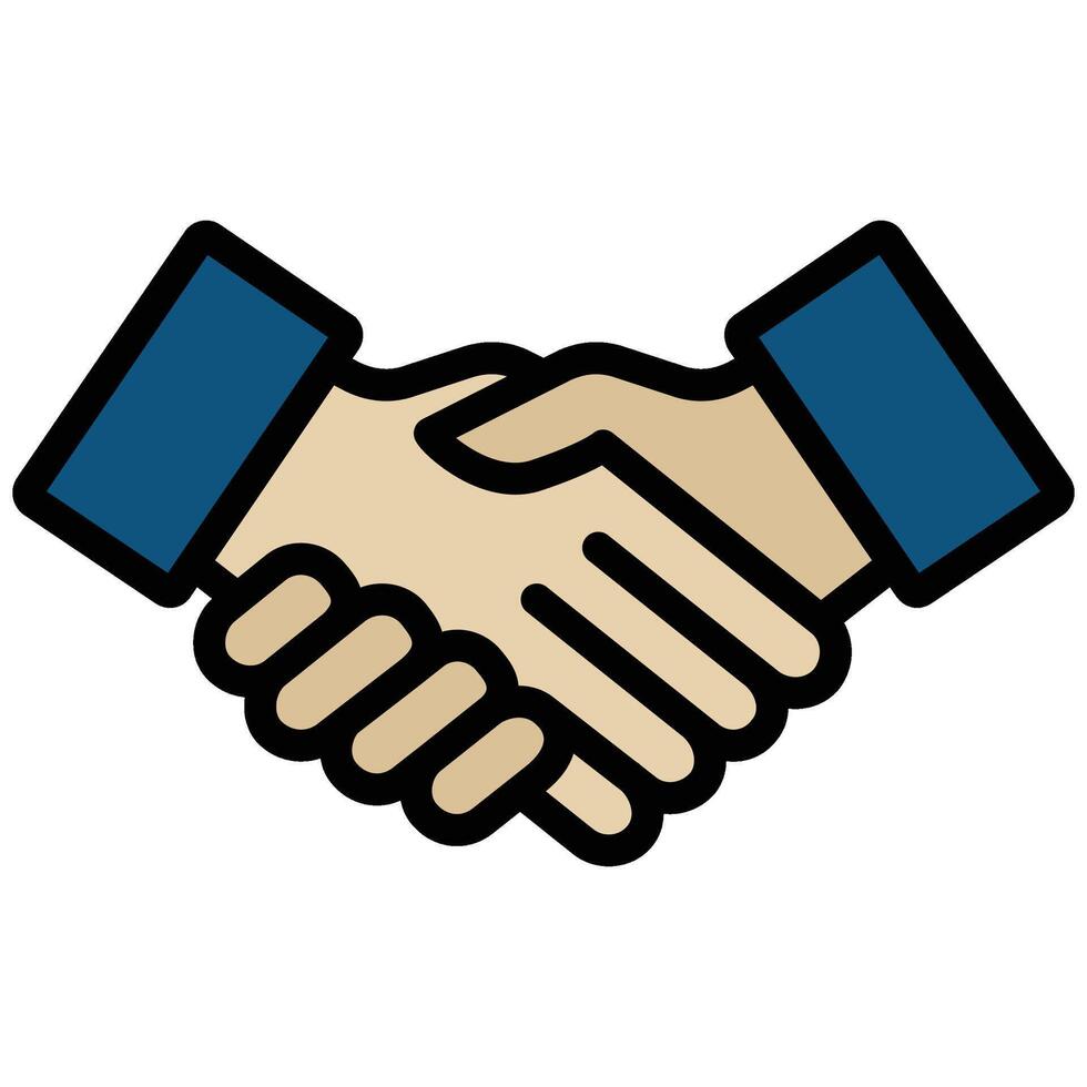 Handshake Outline Flat Icon, Teamwork Management Outline Flat Icon Collection vector