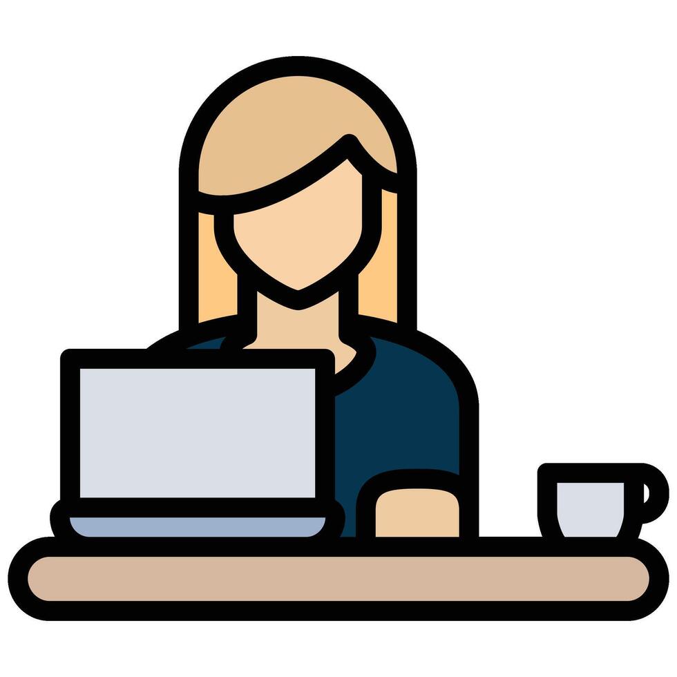 Secretary Outline Flat Icon, Workplace and office element Outline Flat Design Icon Symbol vector