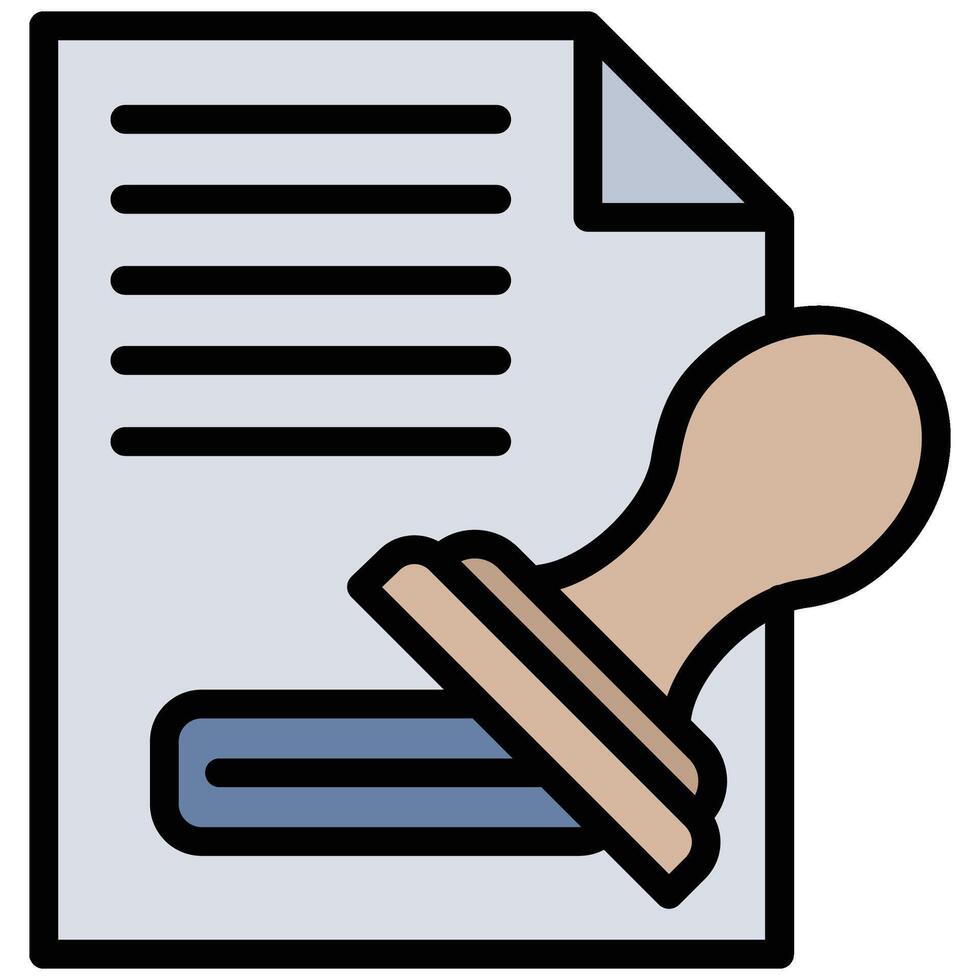 Paper Stamp Outline Flat Icon, Workplace and office element Outline Flat Design Icon Symbol vector