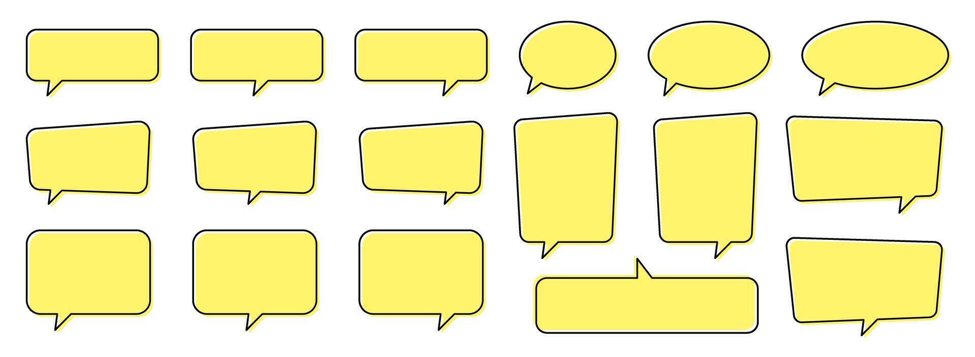 Yellow chat bubble, speech bubble, yellow message box set. vector