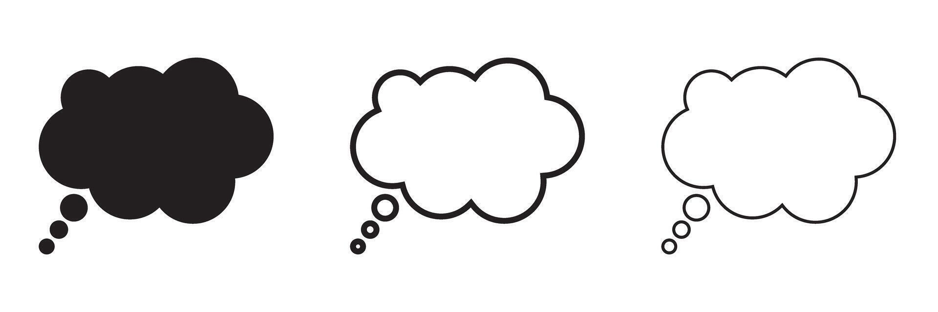 Thought cloud. Think bubble in black and line style. vector
