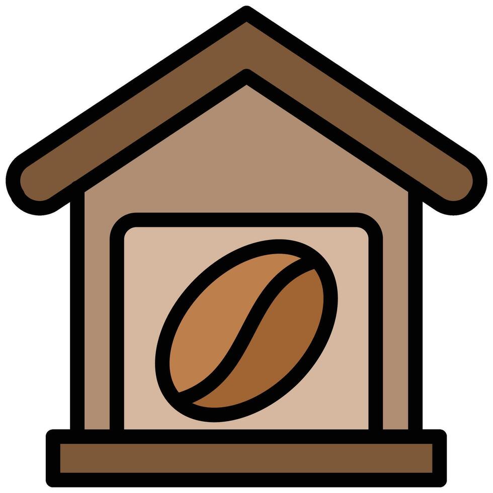 Coffee Warehouse Outline Flat Icon, Coffee Shop Concept Outline Flat Design Style vector