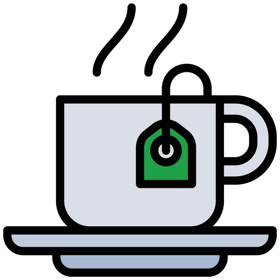 Tea Mug Outline Flat Icon, Coffee Shop Concept Outline Flat Design Style vector