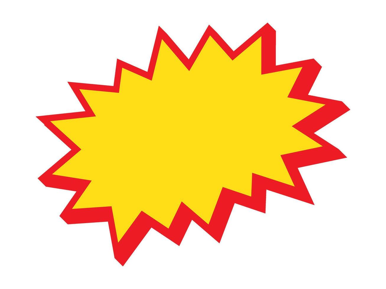 Blank sale tag, sale banner. Red and yellow starburst sticker. Pop art bang bubble. vector
