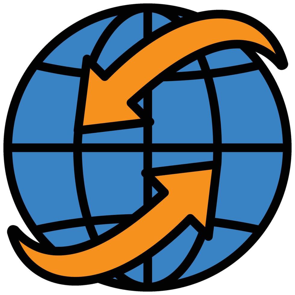 Logistic Globe Outline Flat Icon, Logistic Company Outline Flat Design icon Concept vector