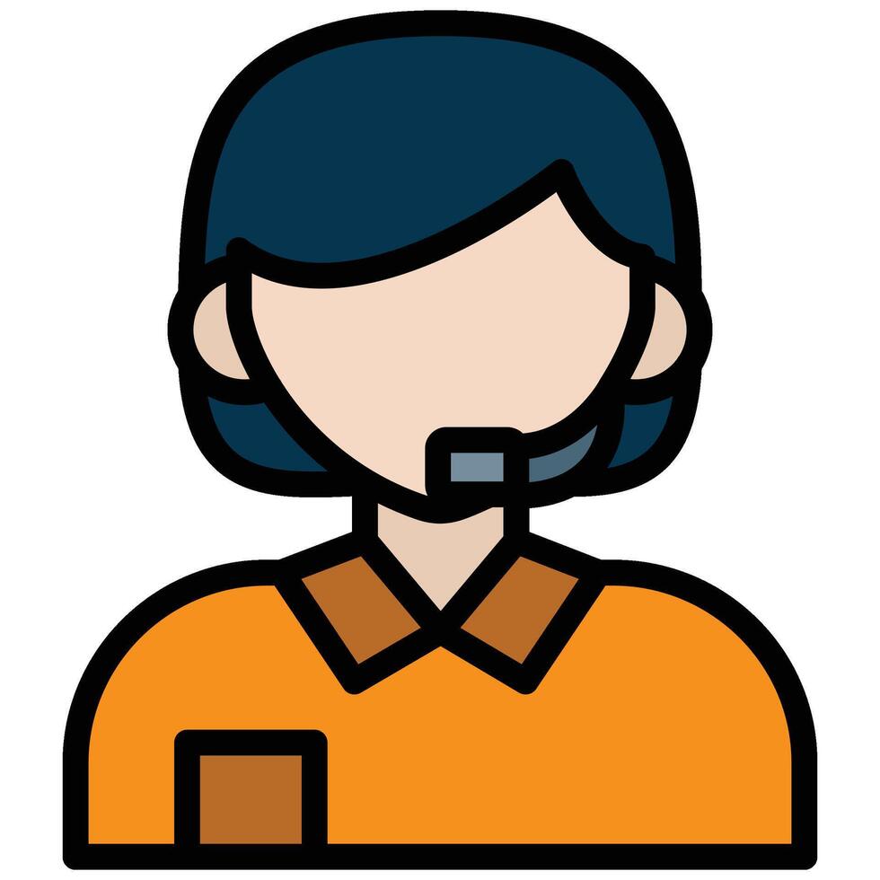 Customer Service Outline Flat Icon, Logistic Company Outline Flat Design icon Concept vector