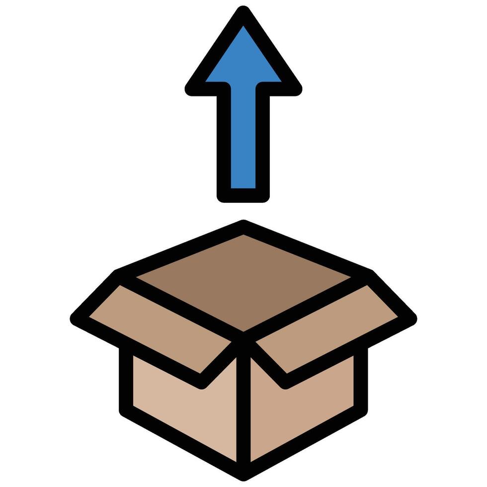 Cardboard Box Outline Flat Icon, Logistic Company Outline Flat Design icon Concept vector