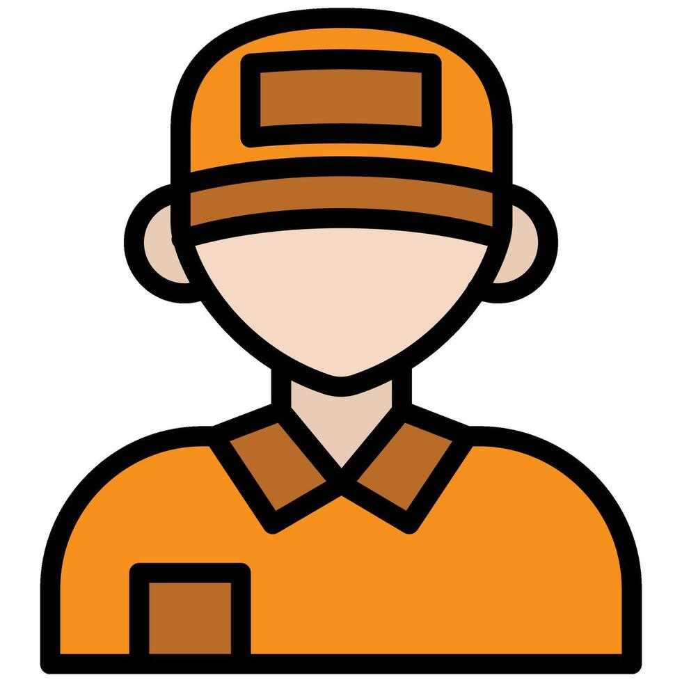 Delivery Man Outline Flat Icon, Logistic Company Outline Flat Design icon Concept vector
