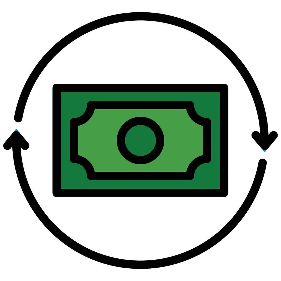 Currency Exchange Money outline flat Icon, Investment concept design in outline flat icon style vector