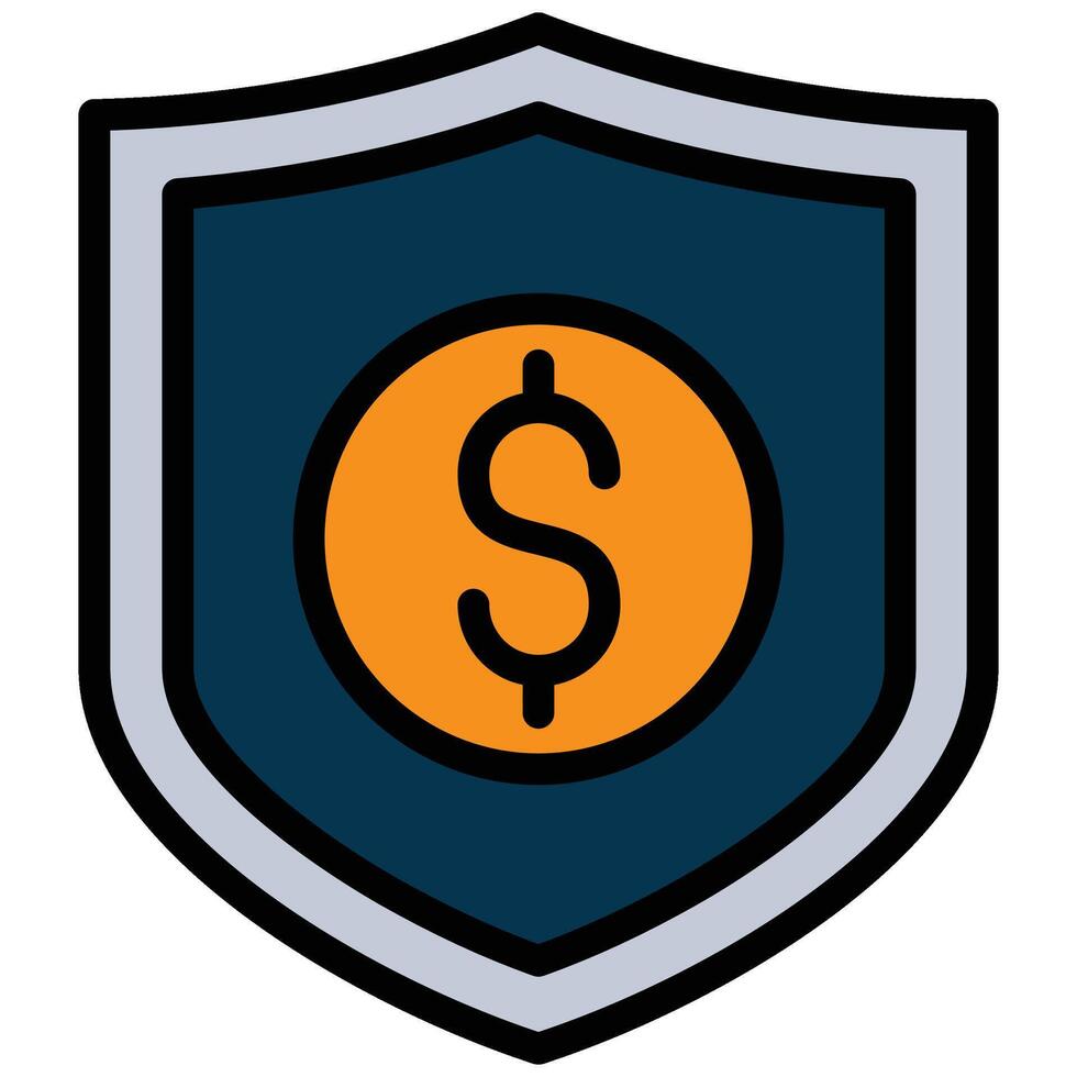 Money Shield outline flat Icon, Investment concept design in outline flat icon style vector