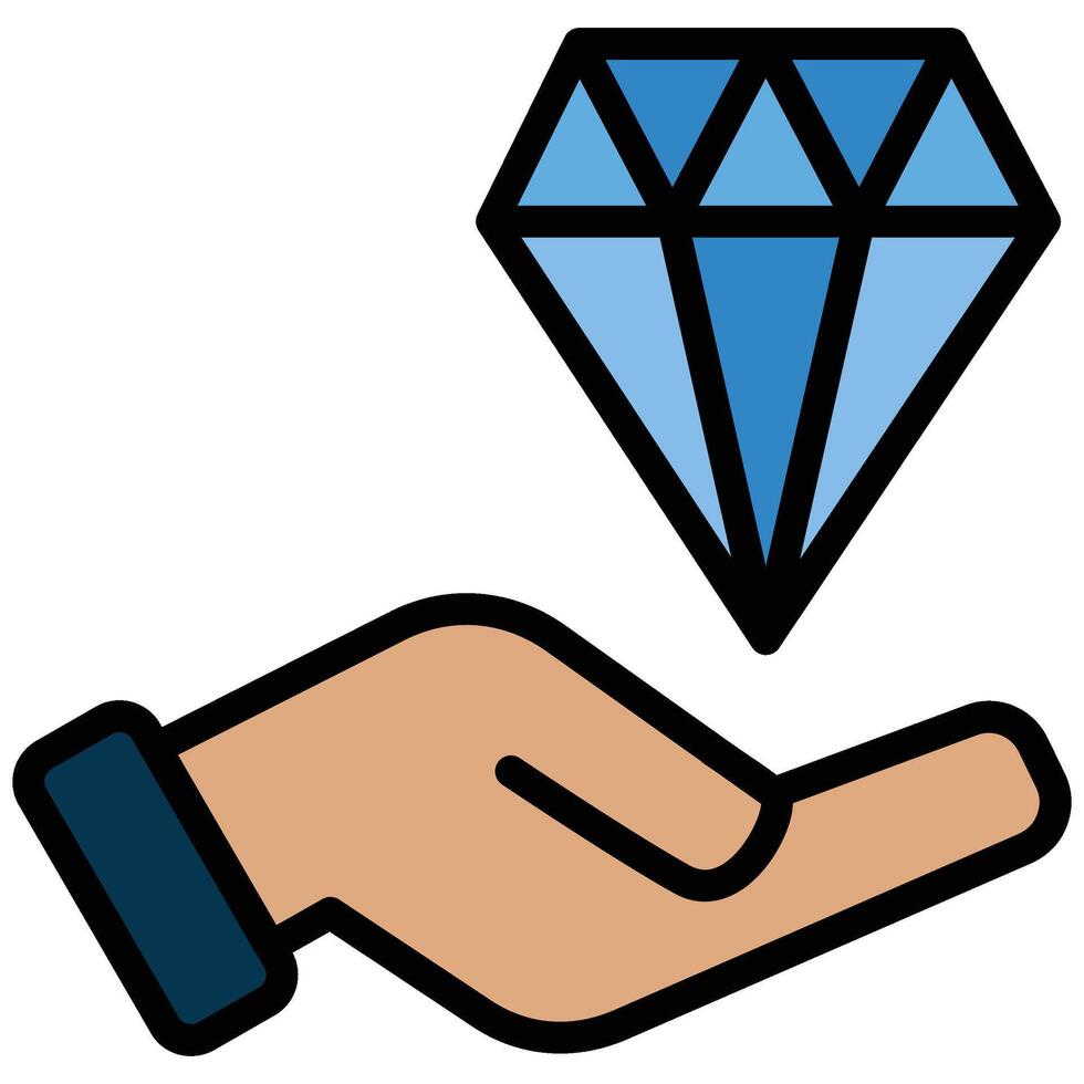 Holding Diamond outline flat Icon, Investment concept design in outline flat icon style vector