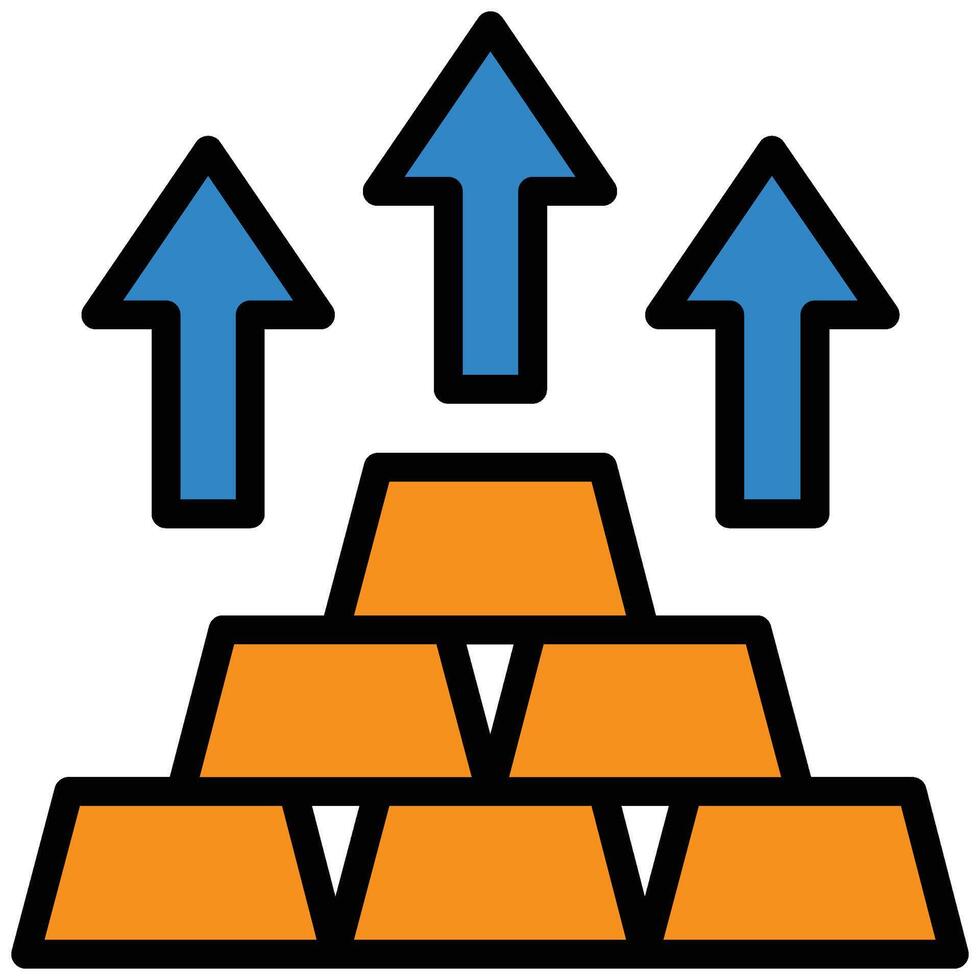 Gold Bar outline flat Icon, Investment concept design in outline flat icon style vector