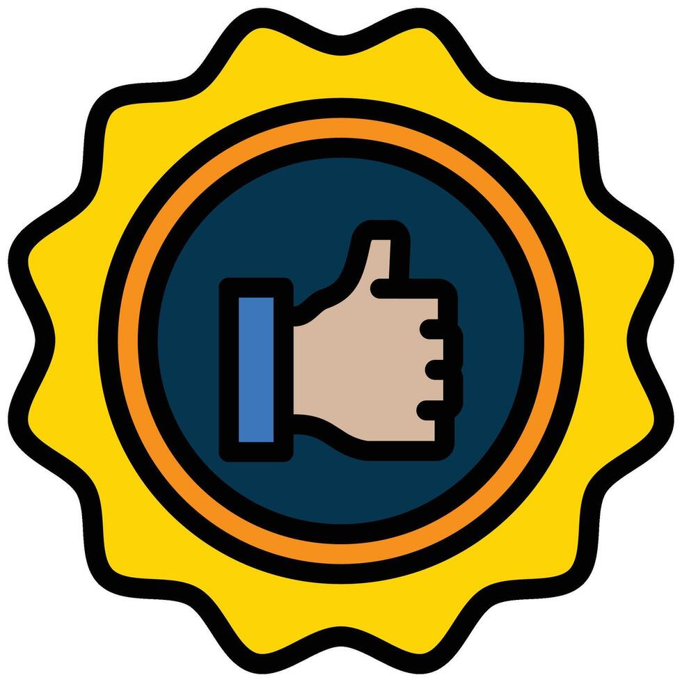 Like Badge Outline Flat Icon, Online Digital Marketing icon in Outline Flat Design Style vector
