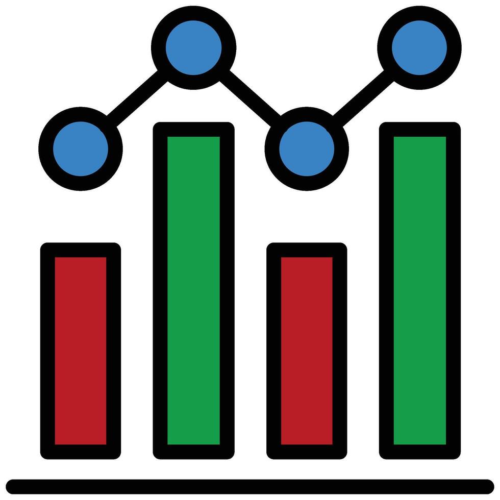 Growth Graph Outline Flat Icon, Online Digital Marketing icon in Outline Flat Design Style vector