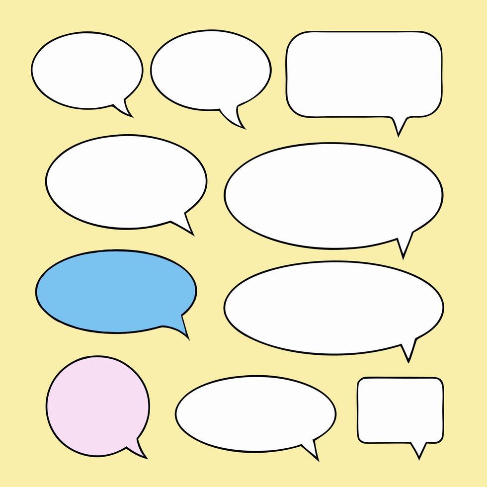 Collection of Blank Speech Bubbles, Various Shapes and Colors vector