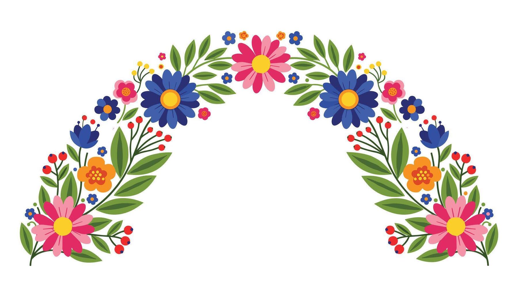A Floral Springtime Embrace An Abundance of Blooming Flowers With Green Foliage vector