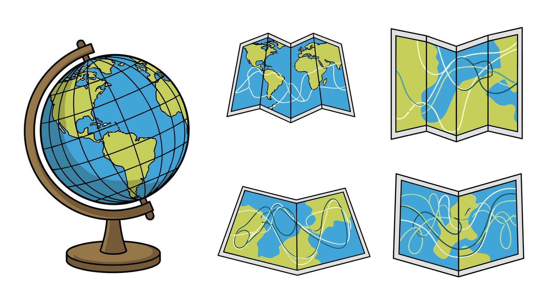 Globes and Maps Navigating Our World From Continents to Countries and Regions vector
