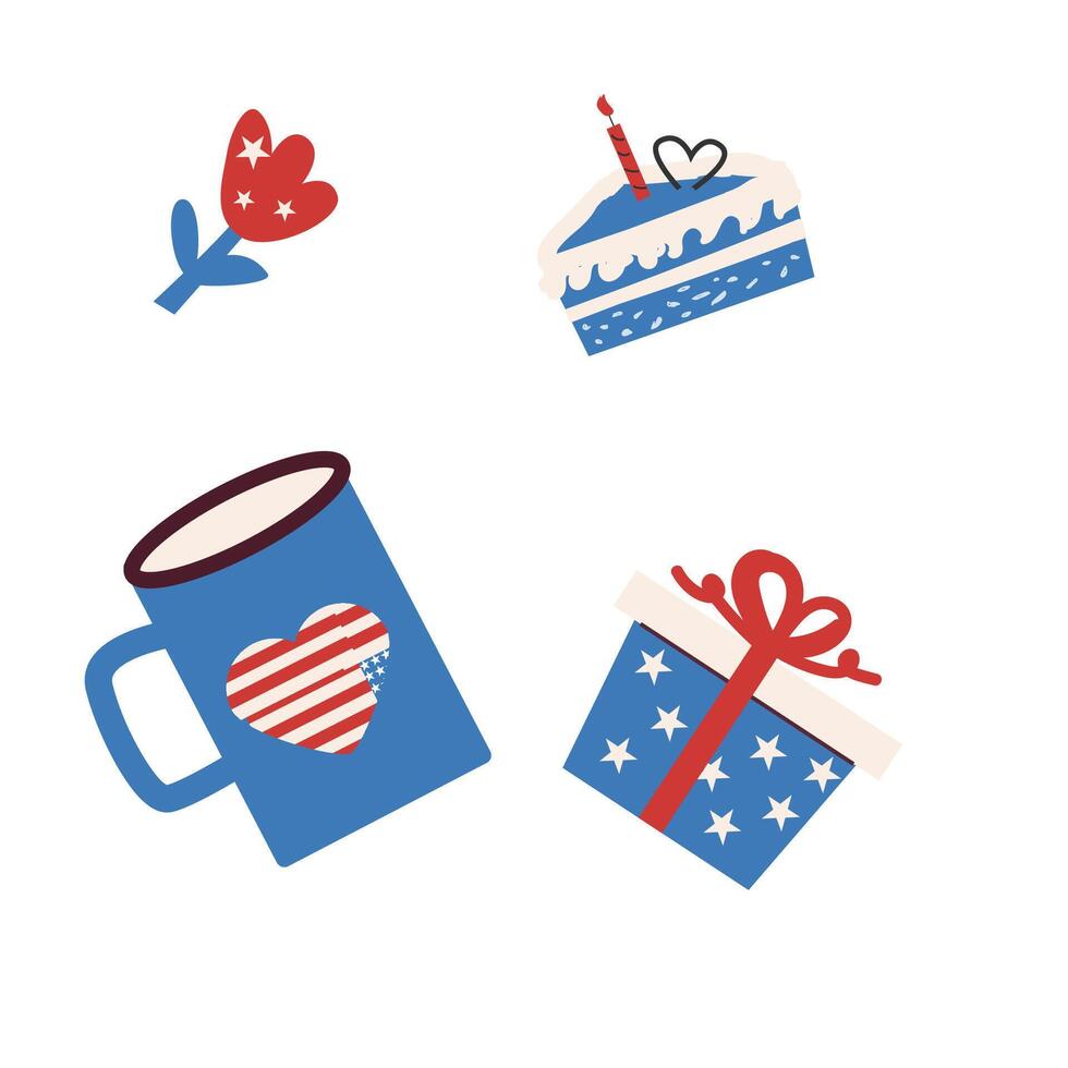 Festive fourth of july celebration with patriotic decorations and gifts vector