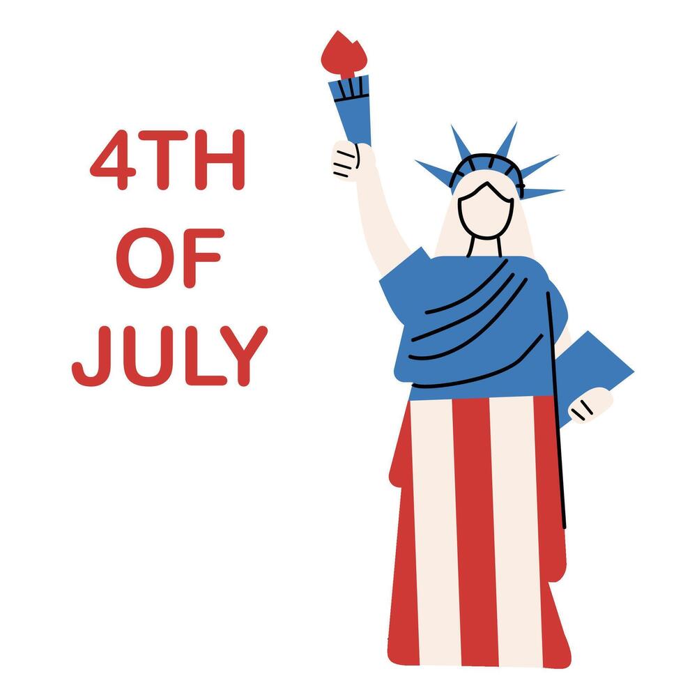 Celebrating 4th of july with iconic statue of liberty illustration for independence day designs vector