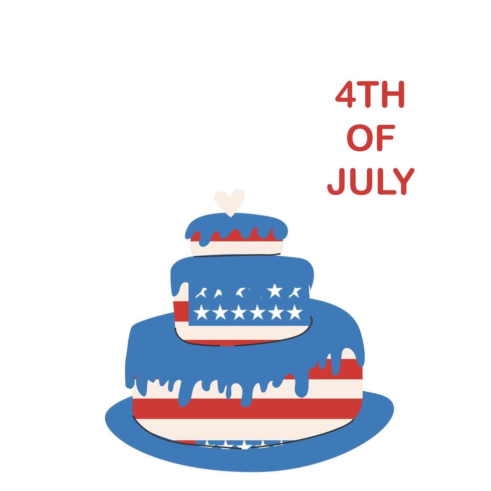 Patriotic fourth of july cake with american flag design for independence day celebration vector