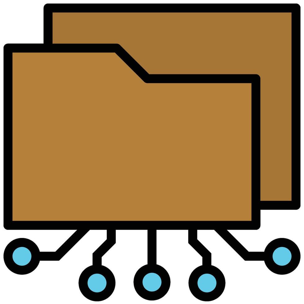 Folder Outline Flat Icon, Artificial Intelligence Concept in Outline Flat design style vector