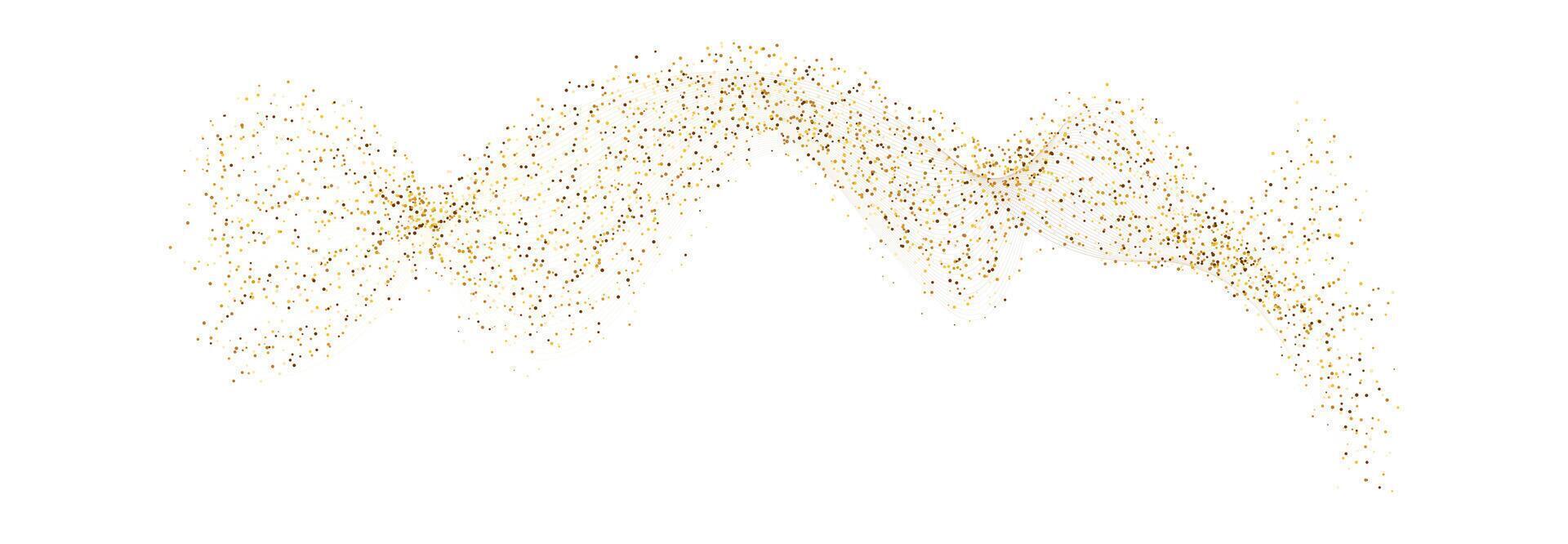 Gold Wave Lines Particles Design. vector