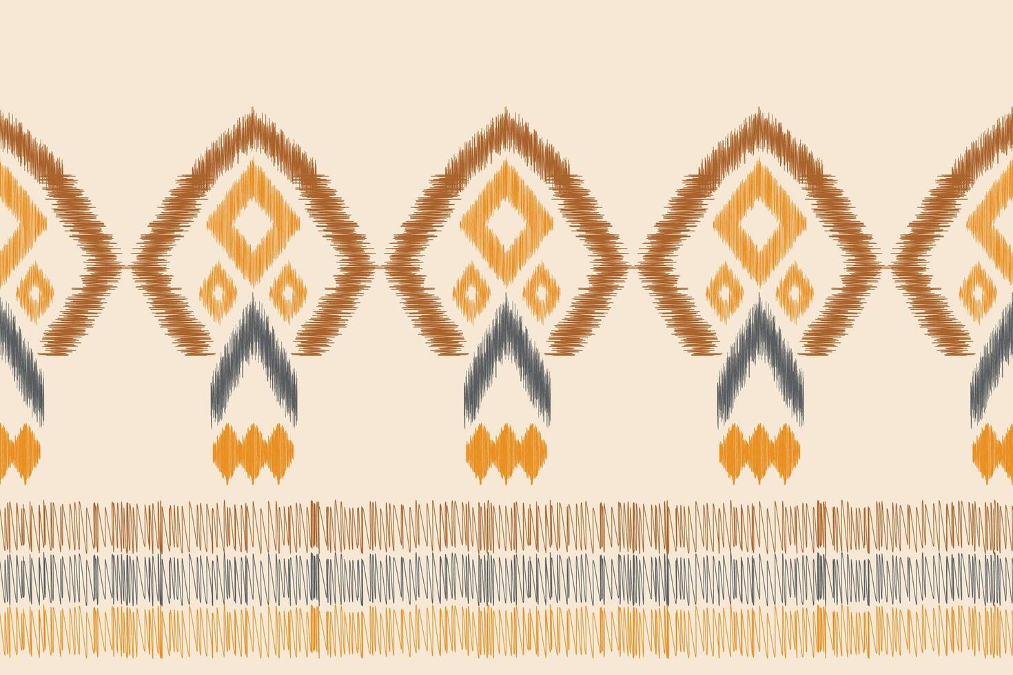 Ikat borwn cream color background ethnic pattern ikat design. vector