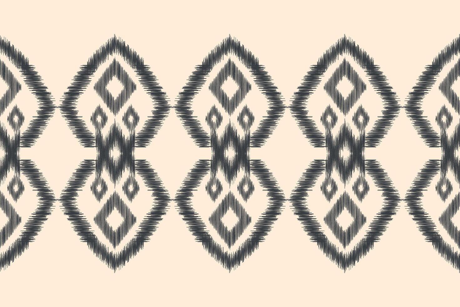 Fabric pattern with brown cream color background ethnic pattern ikat decor. vector