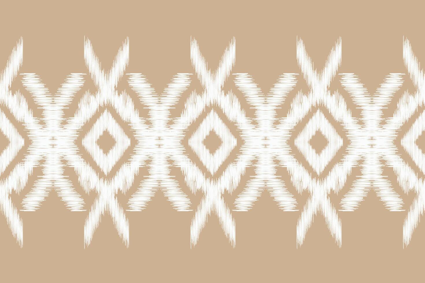 Decorative ikat with brown cream color background ethnic pattern fabric art. vector