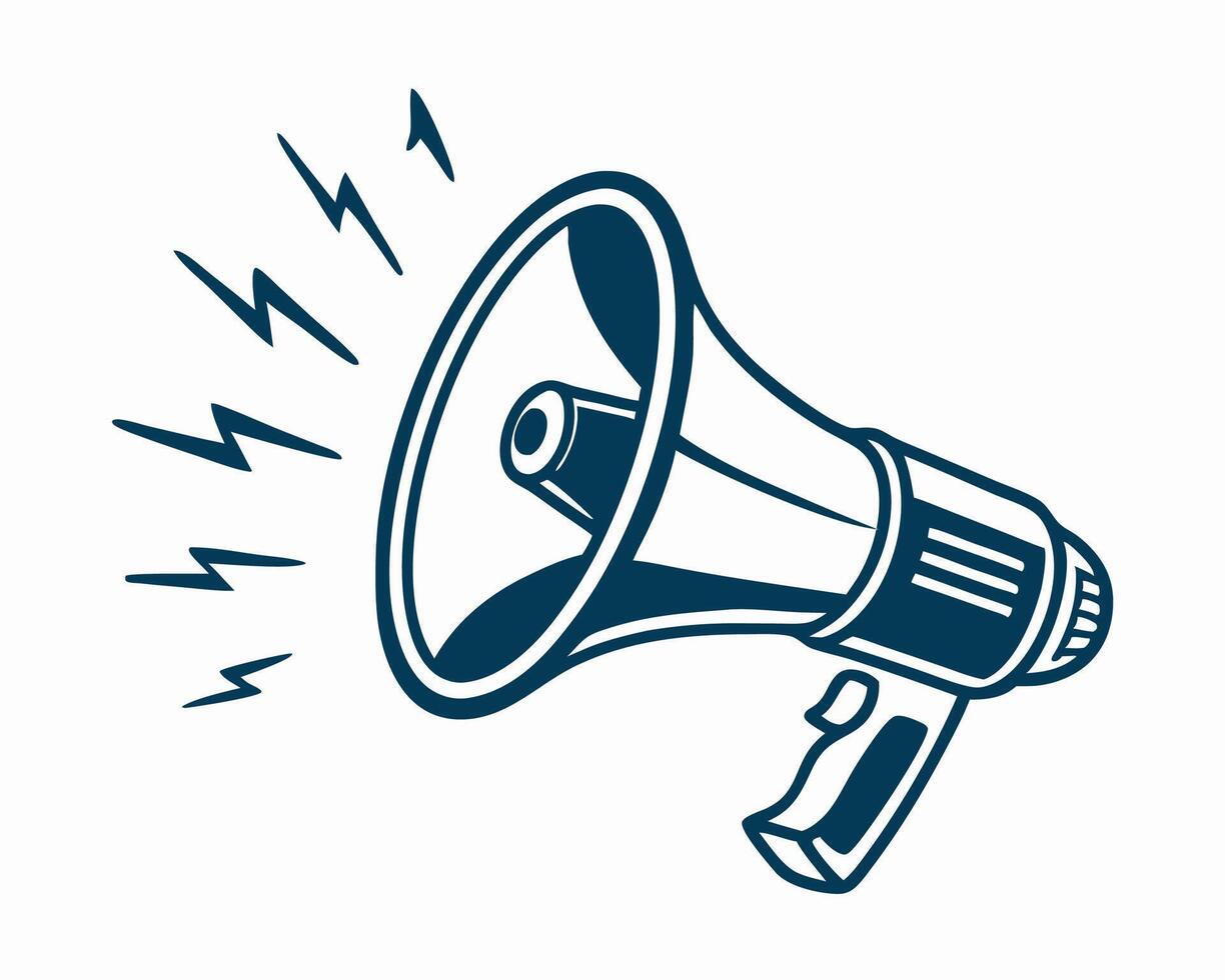 Retro Megaphone Announcement Illustration, Loudspeaker Graphic vector