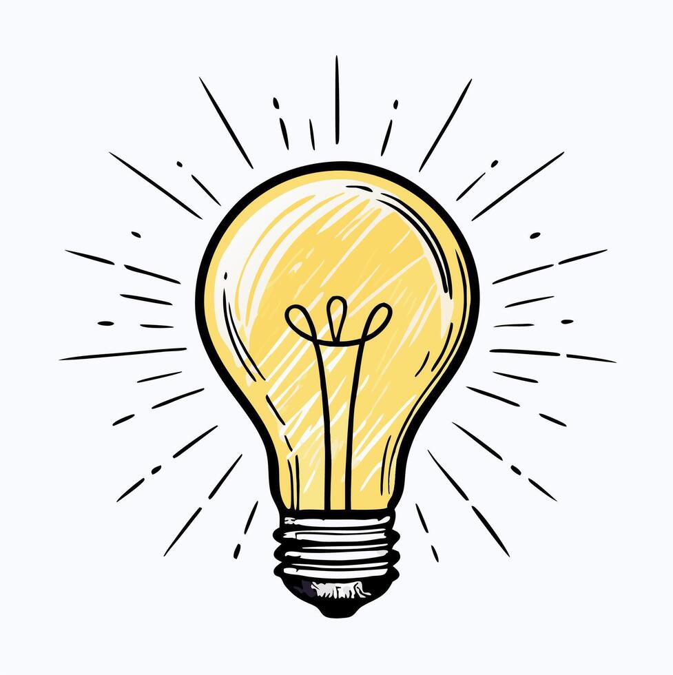 Hand drawn Light Bulb Idea, Inspiration, Innovation Concept vector