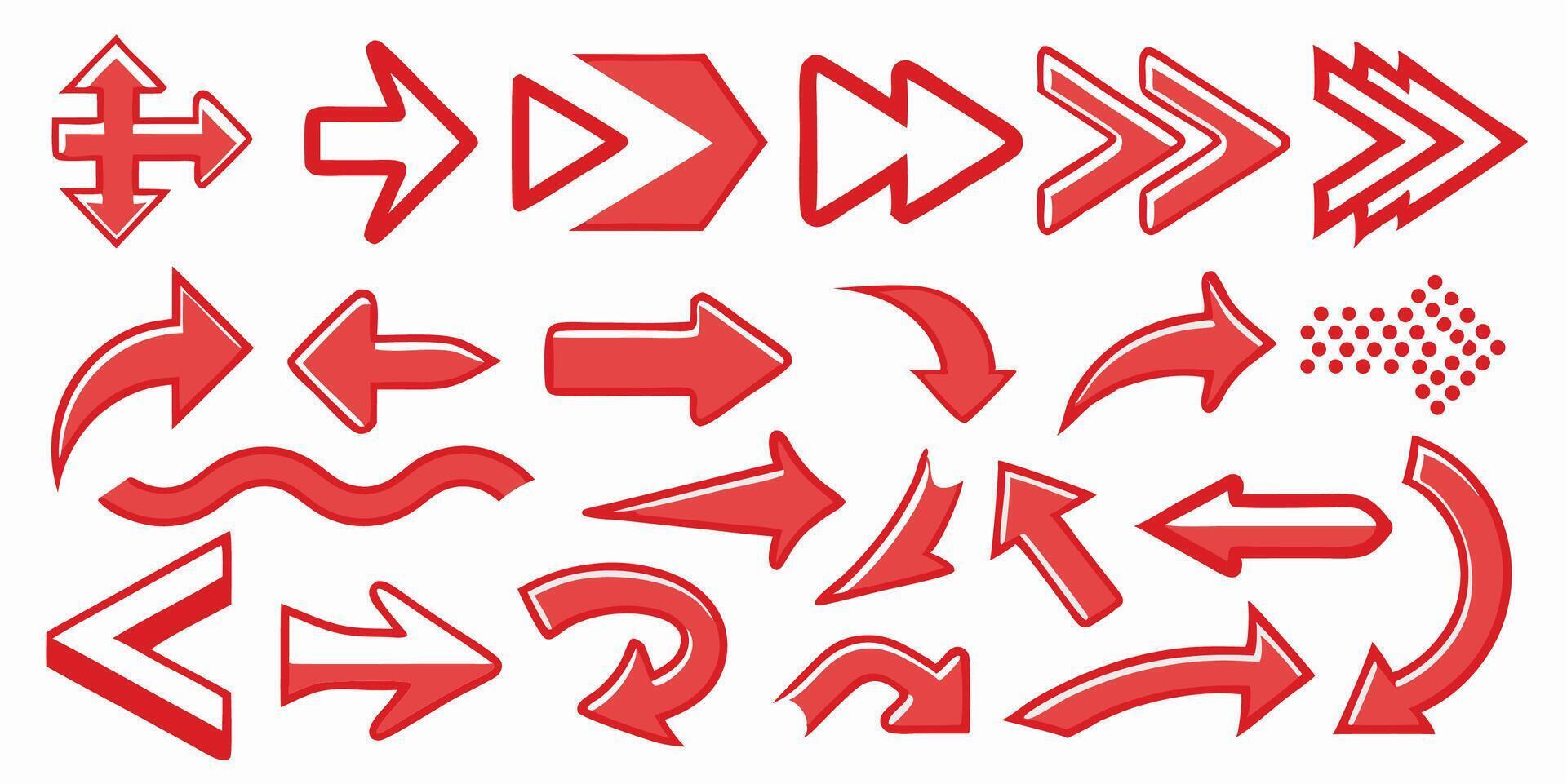 Collection of Red Arrows Various Styles and Designs vector