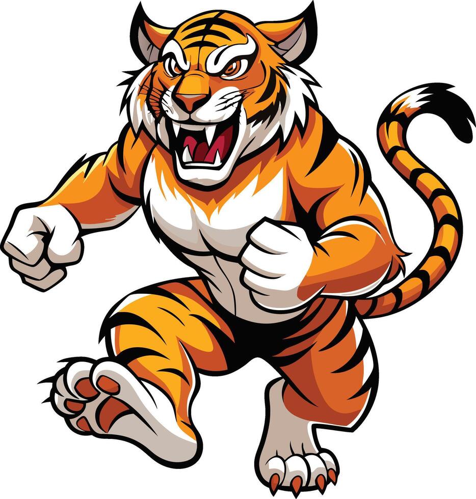 Running Tiger Mascot vector