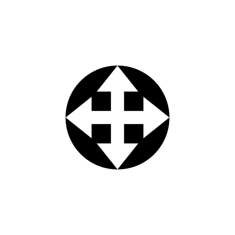 Black and white geometric pattern with directional arrows and circular shape in modern design vector